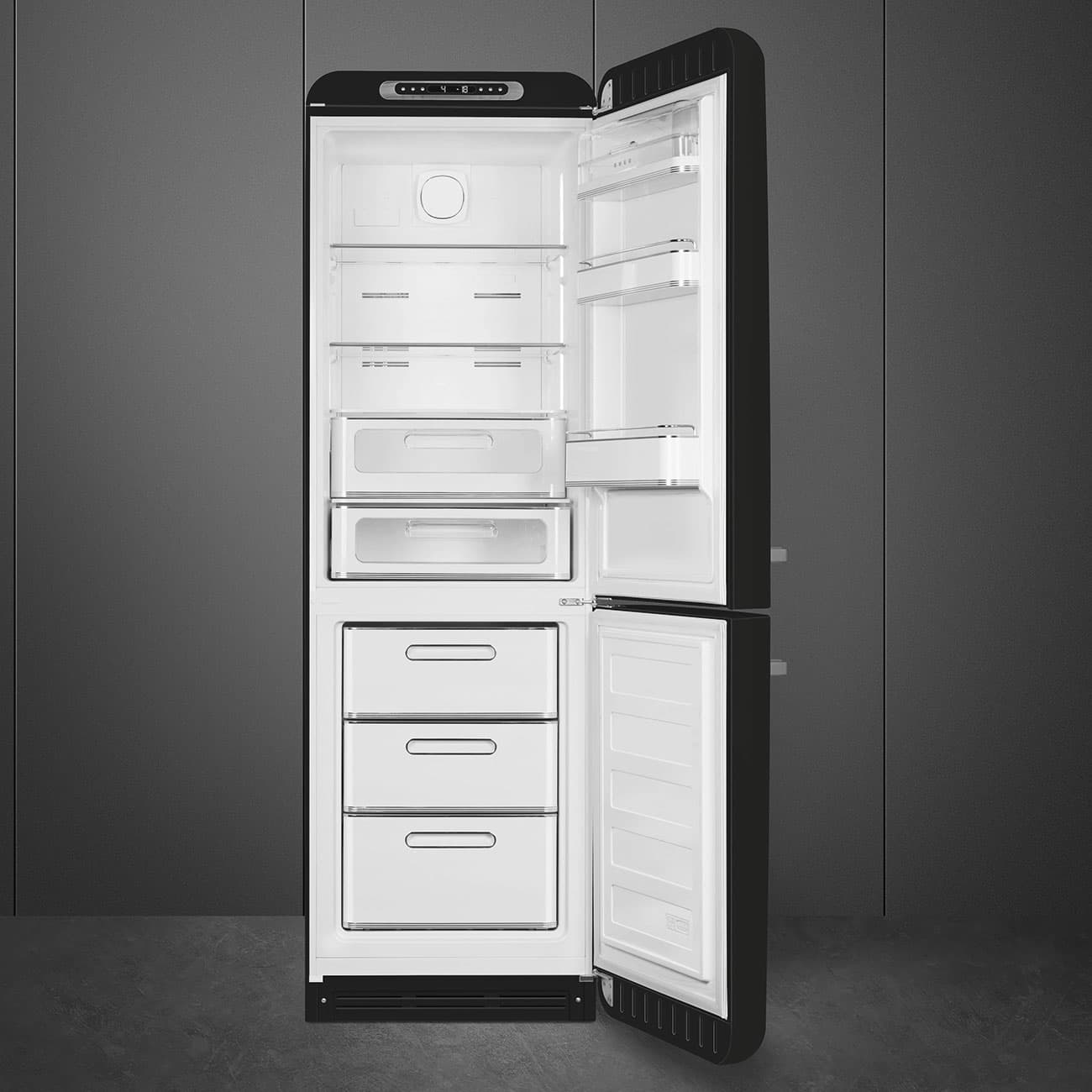 SMEG FAB32RBLM6 retro koelkast, Mat zwart (afbeelding 2 van 7)