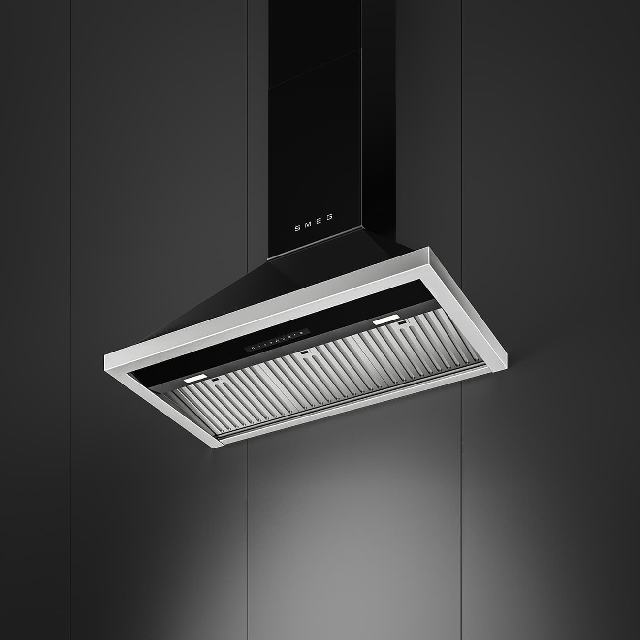 SMEG KCU94BL wand afzuigkap, Zwart (afbeelding 3 van 5)