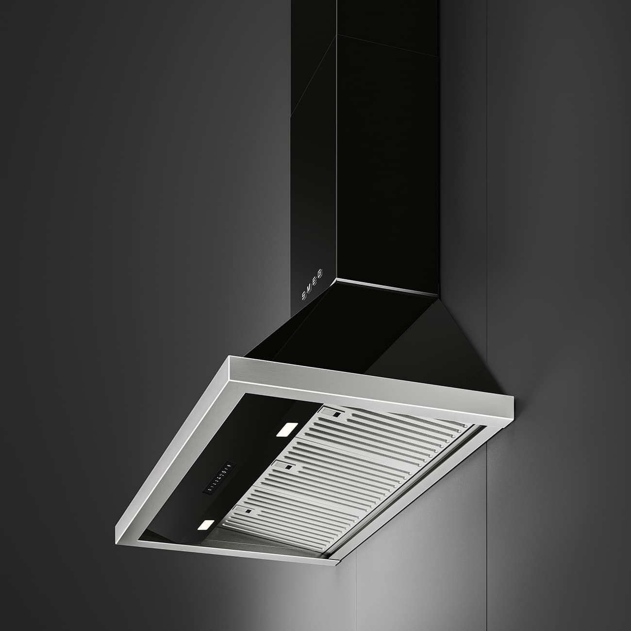 SMEG KCU94BL wand afzuigkap, Zwart (afbeelding 4 van 5)