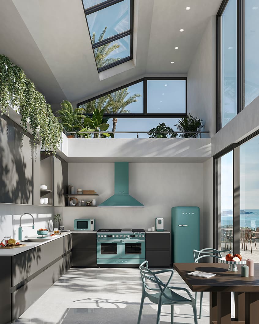 SMEG KCU94EGM wand afzuigkap, Emerald green (afbeelding 2 van 4)