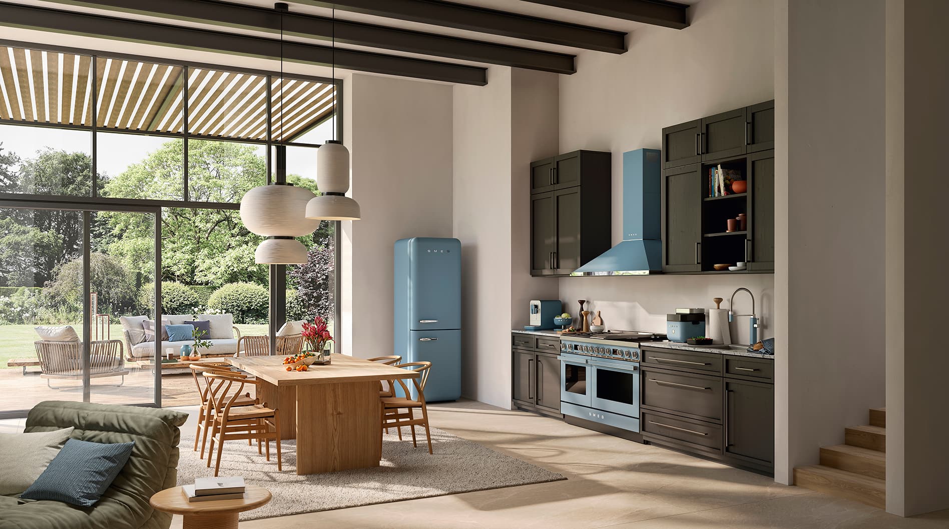 SMEG KCU94SBM wand afzuigkap, Storm blue (afbeelding 2 van 4)