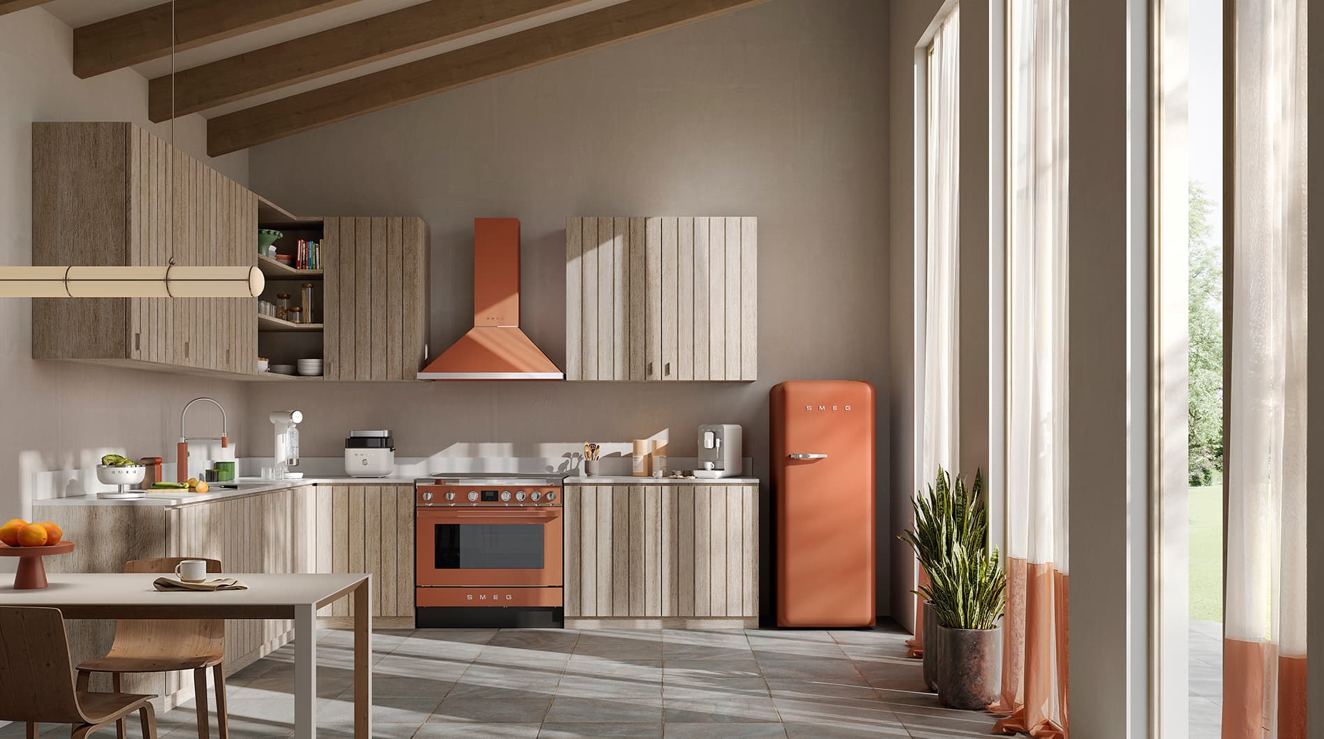 SMEG KCU94ACM wand afzuigkap, Amber Clay (afbeelding 2 van 4)