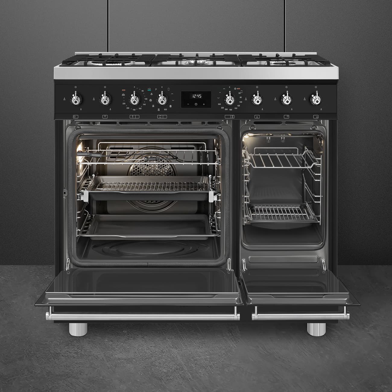 SMEG C92GPMBNLK2 fornuis, Mat zwart (afbeelding 3 van 7)