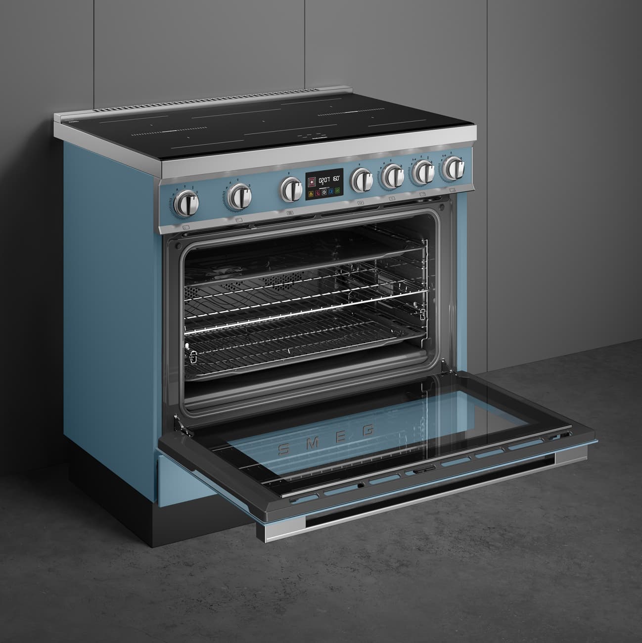 SMEG CPF90I1PSB2 fornuis, Storm blue (afbeelding 5 van 9)