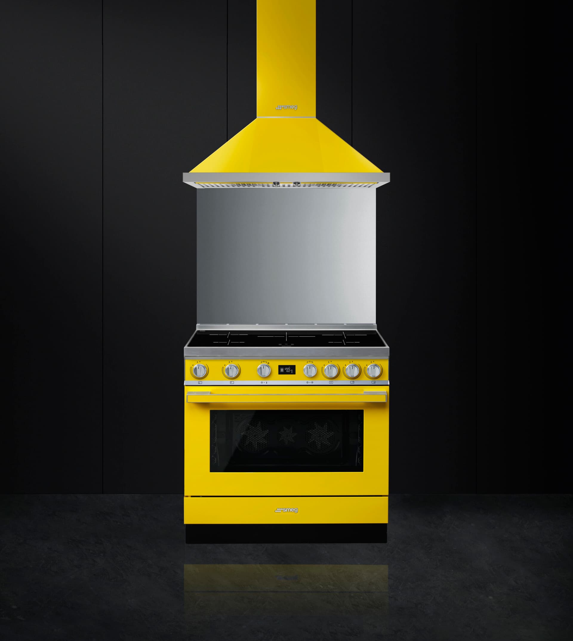 SMEG CPF9IPYW fornuis + KPF9YW afzuigkap, Geel (afbeelding 3 van 4)