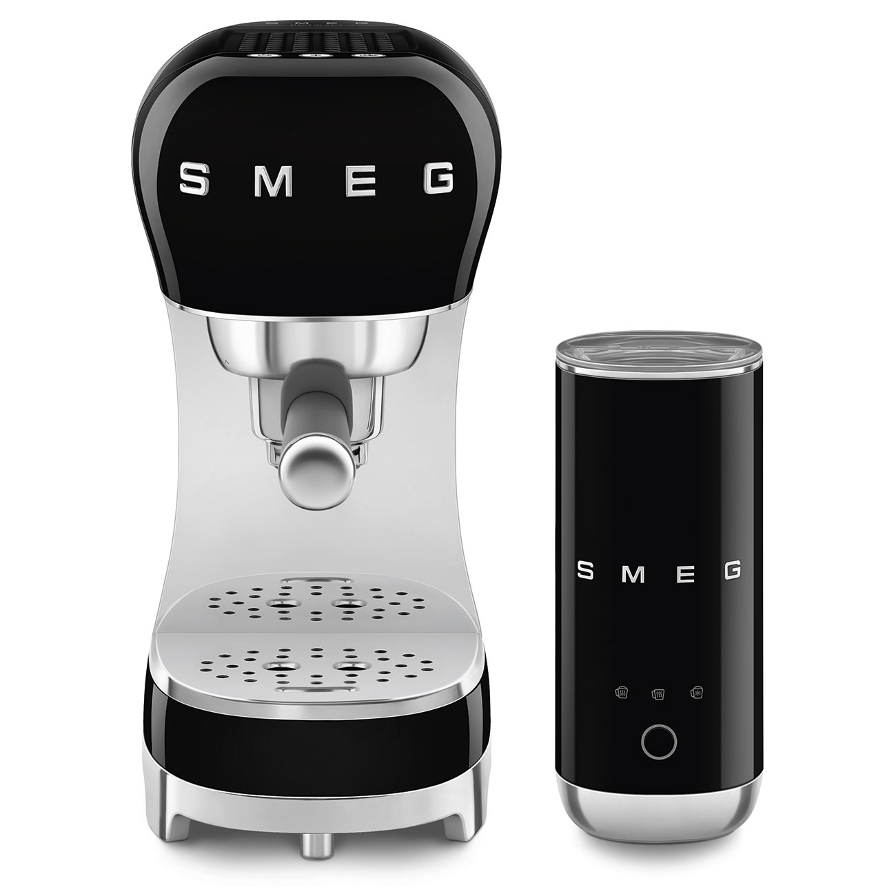 Smeg ECF12BLEU espressomachine en melkschuimer zwart