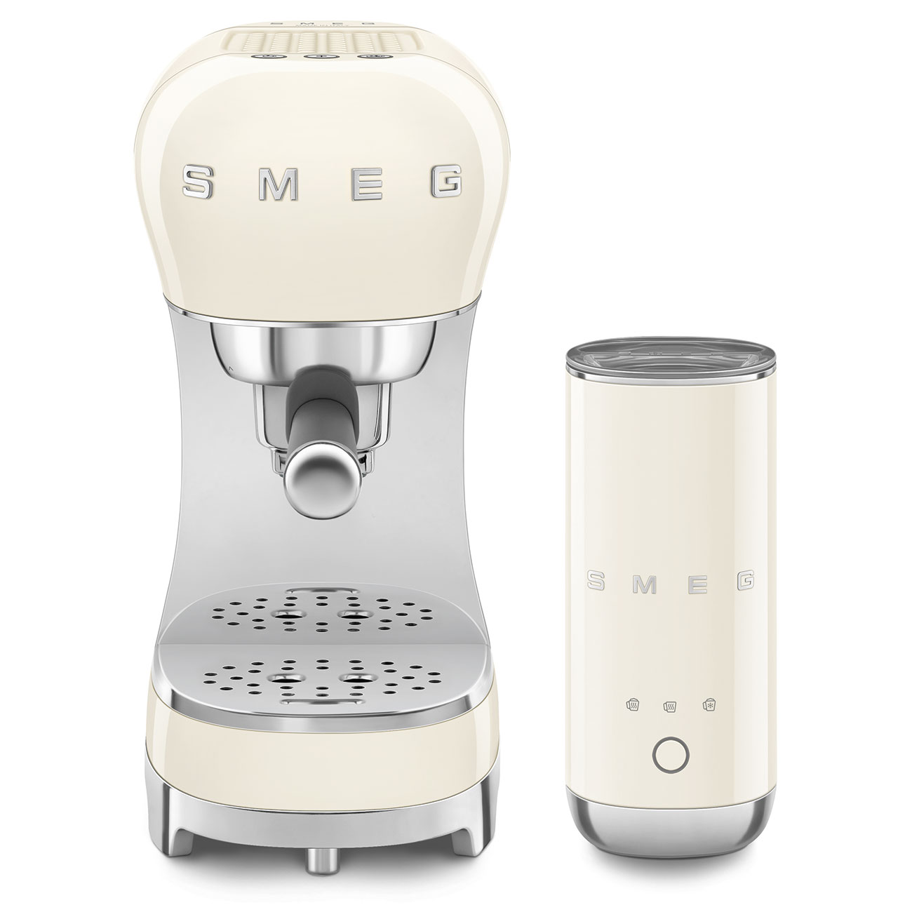 Smeg ECF12CREU espressomachine en melkschuimer creme